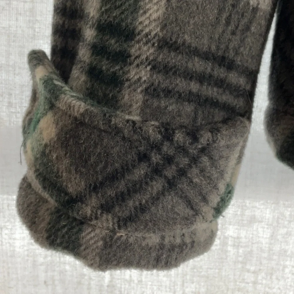 GH Bass Wool Blend Coat Green Gray Plaid Horn Toggle Buttons-Size L